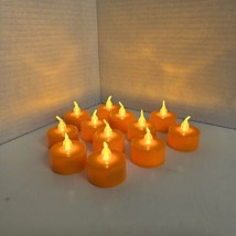 (12) Orange Halloween LED Flameless Flickering Tealights, Battery Operated - $8.89