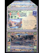 vntg color litho POST CARD fold-out GRAND CANYON OF ARIZONA posted deco ... - £4.08 GBP