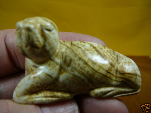 (Y-SEAL-703) SEAL carving BROWN jasper FIGURINE gem stone seals gemstone... - $17.53