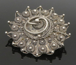 SIAM 925 Sterling Silver - Vintage Twisted Swirl &amp; Beads Brooch Pin - BP9446 - £63.31 GBP