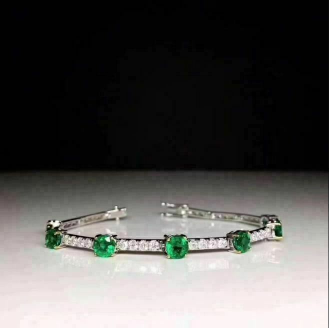 10Ct Round Cut GreenCZ 7" Pulsera de tenis para mujer Chapado en oro blanco... Item image 3