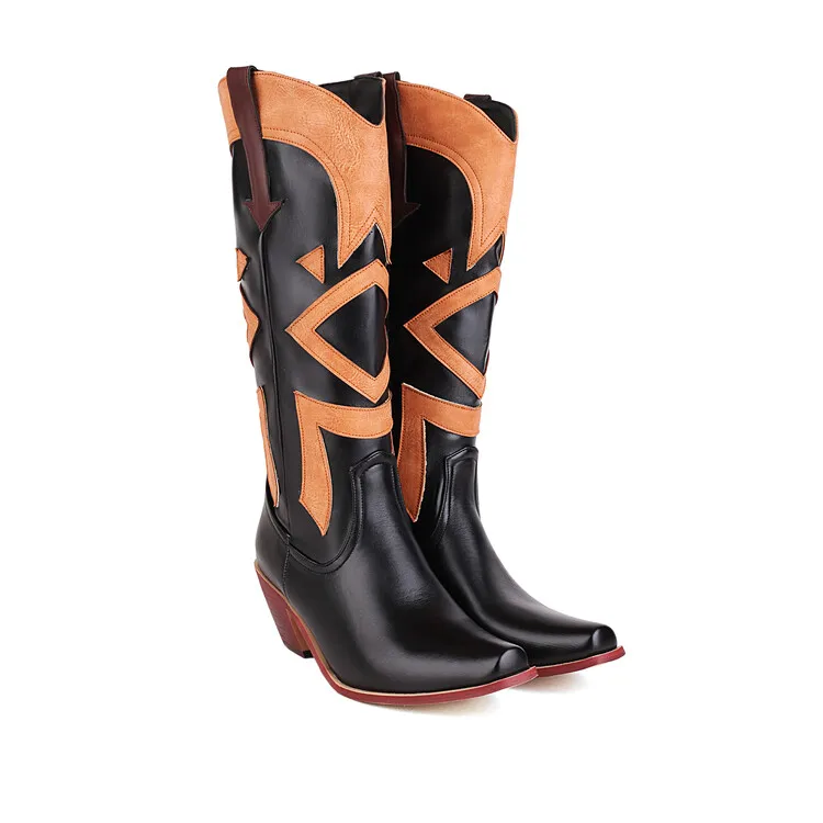 Ochanmeb Large Size 47 48 Women Kneehigh Western Boots boy girl Block Heels Slip - £114.05 GBP