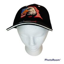 American Eagle Flag Patriotic Baseball Hat Black Adjustable Twill Vintag... - $15.87