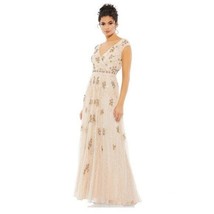 Mac Duggal Embellished Wrap Over Cap Sleeve A-Line Gown in Blush Size 22... - £408.70 GBP