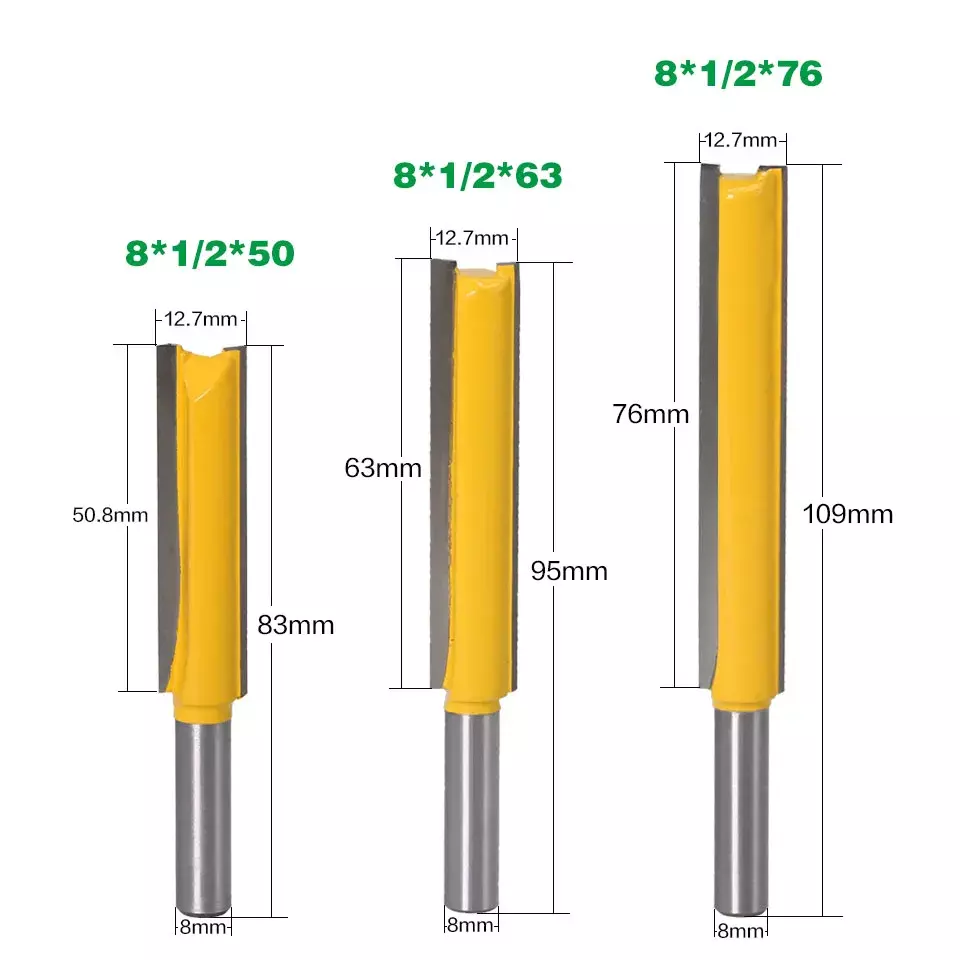 3pc Straight/Dado Router Bit 3/8&quot; Dia. X 2&quot;X 2-1/2&quot;X 3&quot; Length - 8mm Sha... - $220.02