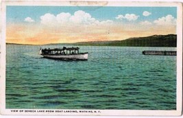 Watkins Glen New York Postcard Seneca Lake Boat Landing Curteich A-79397 1919 - £2.32 GBP