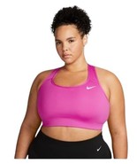 Nike Women&#39;s Plus Size Swoosh Medium Support Padded Sports Bra Hot Pink ... - £30.26 GBP