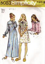 Misses' Nightgown & Bed Jacket Vintage 1972 Simplicity Pattern 5083 Size 16-18 - $12.00