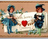 Loves Greeting Hearts International Art Valentines Embossed DB Postcard K12 - $13.81