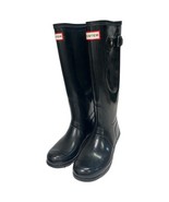 Hunter Boots Womens 7 Black Original Tall Glossy Waterproof Rain Minimal... - $81.22 CAD