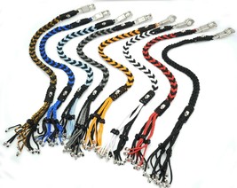 Motorcycle Get Back Whip With Metal Skull Tassels 36&quot; Paracord Motor Biker Whip - £23.46 GBP