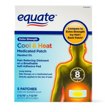 Equate - Extra Strength Cool &amp; Heat Medicated Patch 5 Ct - Self-Adhesive Pads.+ - £11.06 GBP