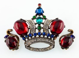 Trifari Sterling Silver Alfred Philippe Crown Brooch and Earrings Gorgeous - $18,439.24 MXN