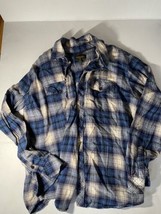 Yellowstone Dutton Ranch Mens Button Up Flannel Shirt Size XL Blue White... - $49.39