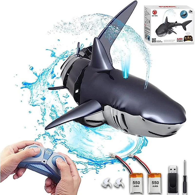 Remote Control Toys RC Waterproof Shark Spray Water Boat Toy for Child G... - £39.00 GBP+