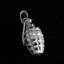 Sterling silver Hand Grenade Pendant Army soldier explosive weapon high polished - £43.45 GBP