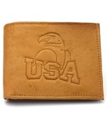 Bifold Beige Genuine Leather L Fold Wallet with a USA Eagle Embossed Design - $16.60 CAD