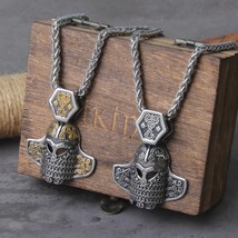 Viking Casque Pendant Necklace Celtic Knot Stainless Steel Chain Men Gift Jewelr - £15.19 GBP+