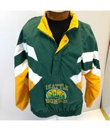 Vtg NBA Seattle Supersonics Green Gold Starter Quarter Zip Jacket Mens Lg - $3,210.21 MXN