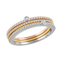 Authenticity Guarantee 
14k Tri Colour Gold Stackable Diamond Set of 3 Rings - £1,510.42 GBP