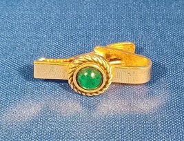 Vintage Speidel Gold Tone Tie Clip With Jade Stone Inlay - £21.97 GBP