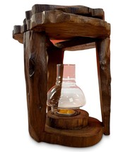 Wood Lantern Tealight with Glass Candle Holder Winter Garden Teak - $93.10