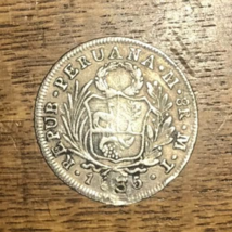 1835 PERU 8REALES SILVER COBB COIN PIRATE PIECE LIMAE LIMA PERUANA AREQU... - £137.14 GBP
