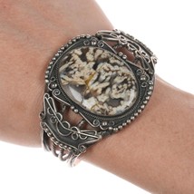 6.25&quot; c1940&#39;s Navajo silver and agate bracelet - £154.35 GBP