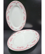 2 Shenango Chardon Rose Red Oval Serving Platters Set Restaurant Ware Ho... - £62.17 GBP