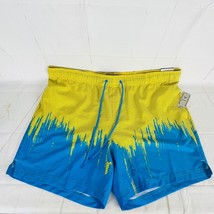NWT George Men&#39;s Size 2XL Swim Trunks Stretch Above the Knee Yellow Blue Stripe - £8.70 GBP