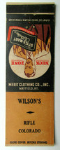 Wilson&#39;s - Rifle, Colorado 20 Strike Matchbook Cover Merit Clothing Mayfield, KY - £1.57 GBP