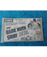 ORIGINAL  VINTAGE   THE  BABE  RUTH  STORY   PAPER  CUT  OUT  AD    7.75... - £78.65 GBP
