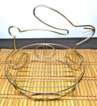 Gold Tone Easter Bunny Wire Egg Basket 9.5&quot; H X 8&quot; W Easter Rabbit Candy Basket - £22.61 GBP