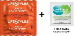 100 CT Lifestyles Large (KYNG) Condoms + FREE 5 Lifestyles lubricant packs - $21.73