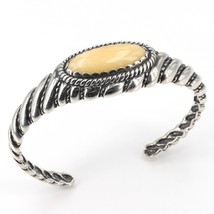 Carolyn Pollack Sterling Silver Yellow Jasper Rope Textured Cuff Bracelet IOB - $49.99