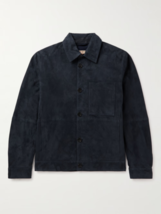 Veste chemise bleu marine pour homme en daim pur sur mesure taille XS SML... - £111.02 GBP