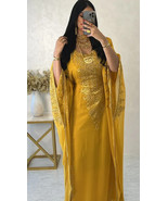 Gown Yellow Long Casual Moroccan Kaftan Maxi Bridesmaid Royal Dubai Dres... - $1,460.16 MXN
