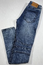 Waimea Jeans Men&#39;s Size 30 x 32 Skinny Fit Moto Blue Denim Knee Ribs Str... - £10.99 GBP