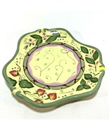 PartyLite Strawberry Fields Candle Plate 6 inches wide Yellow Green - $10.67