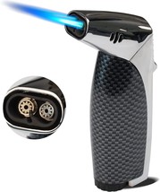 Torch Lighter Double Jet Flame Butane Refillable Windproof Lighters Adju... - £31.42 GBP