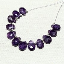 16.50cts Natural Amethyst Pear Beads Loose Gemstone 12pcs Size 8x6mm To 9x6mm - £8.85 GBP
