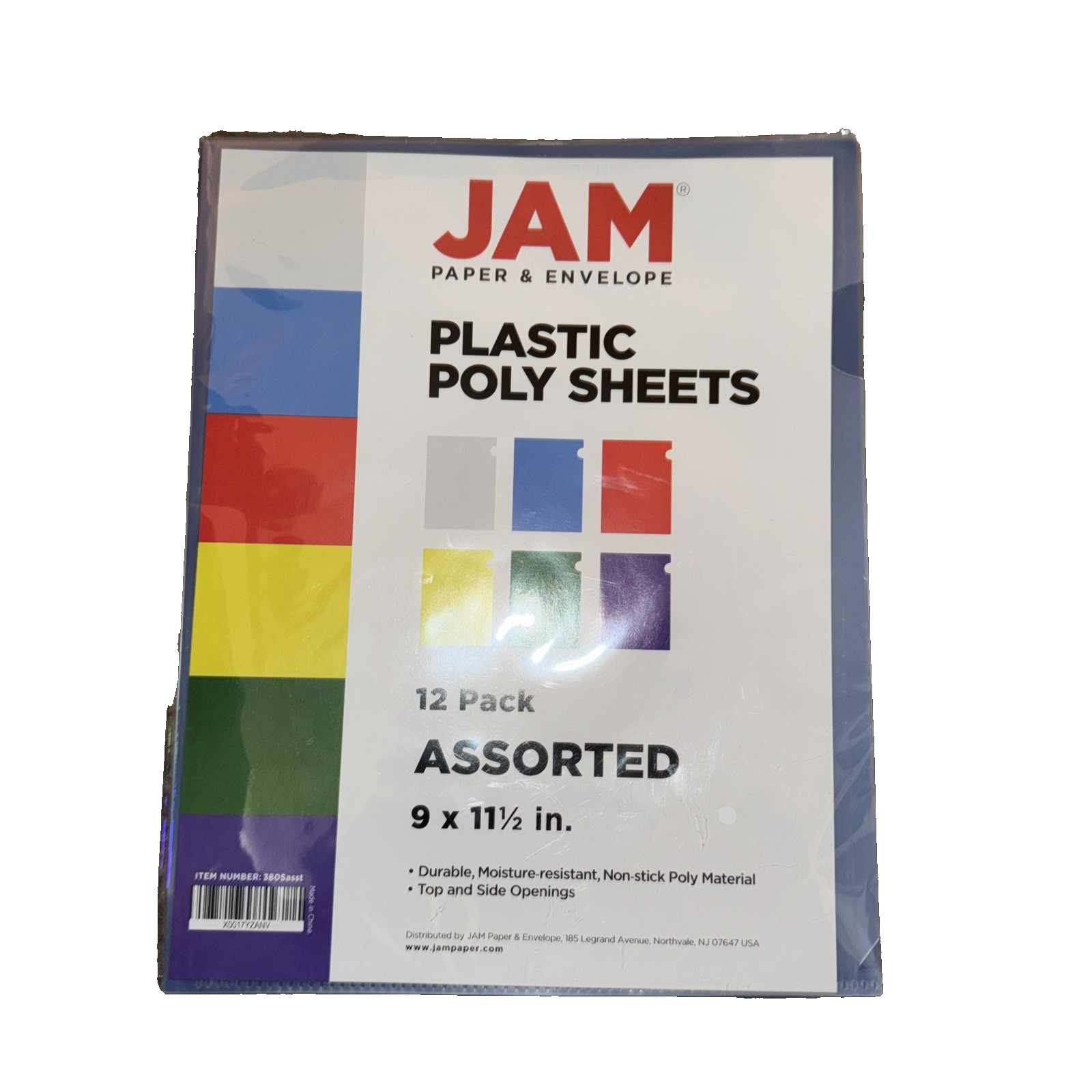 JAM PAPER Plastic Sleeves - Letter Size - 9 x 11 1/2 - Assorted Color Pr... - $3.60
