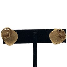 Vintage Gold-Tone Clip-On Leaf Earrings With Braided Edge Design - $19.65