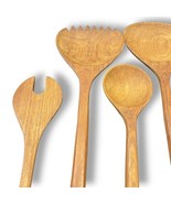 Wooden Kitchen Utensils for Cooking / Serving Natural Teak Wood Utensil Set - $18.50 CAD