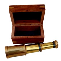 Brass Telescope with Wooden Box, Toys for Children (6 inch, Gold and Black)  - £23.09 GBP