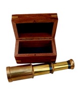 Brass Telescope with Wooden Box, Toys for Children (6 inch, Gold and Black)  - $29.00