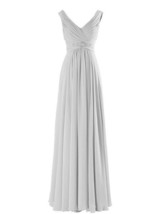 Kivary V Neck Beaded Long A Line Chiffon Formal Prom Dresses Corset Bridesmaid G - £79.37 GBP