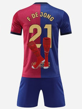 Soccer Uniform 21 Blaugrana Jersey suit for Men Kids 2425 Frenkie de Jong Shirt - £38.23 GBP