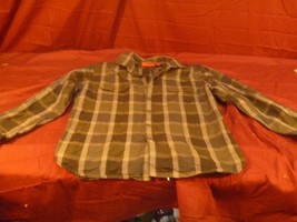ALFANI GRAY BLACK PLAID FLANNEL CASUAL LONG SLEEVE BUTTON UP SHIRT LARGE - $275.83 MXN