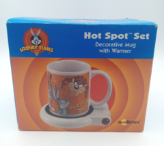 Vintage 1998 Looney Tunes Bugs Taz Hot Spot Coffee Mug Warmer Set Salton - £19.46 GBP